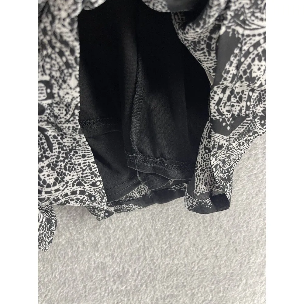 Nectar Clothing Women's Romper Black Shorts Small Long Sleeve Sheer Surplice - Image 6