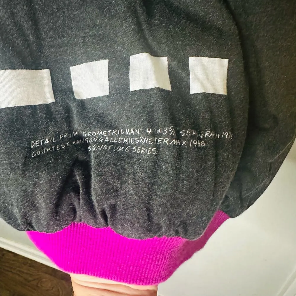 PETER MAX Vintage Custom Design Geo Face Neon Sign Reversible Sweatshirt Size L Size L - Image 9