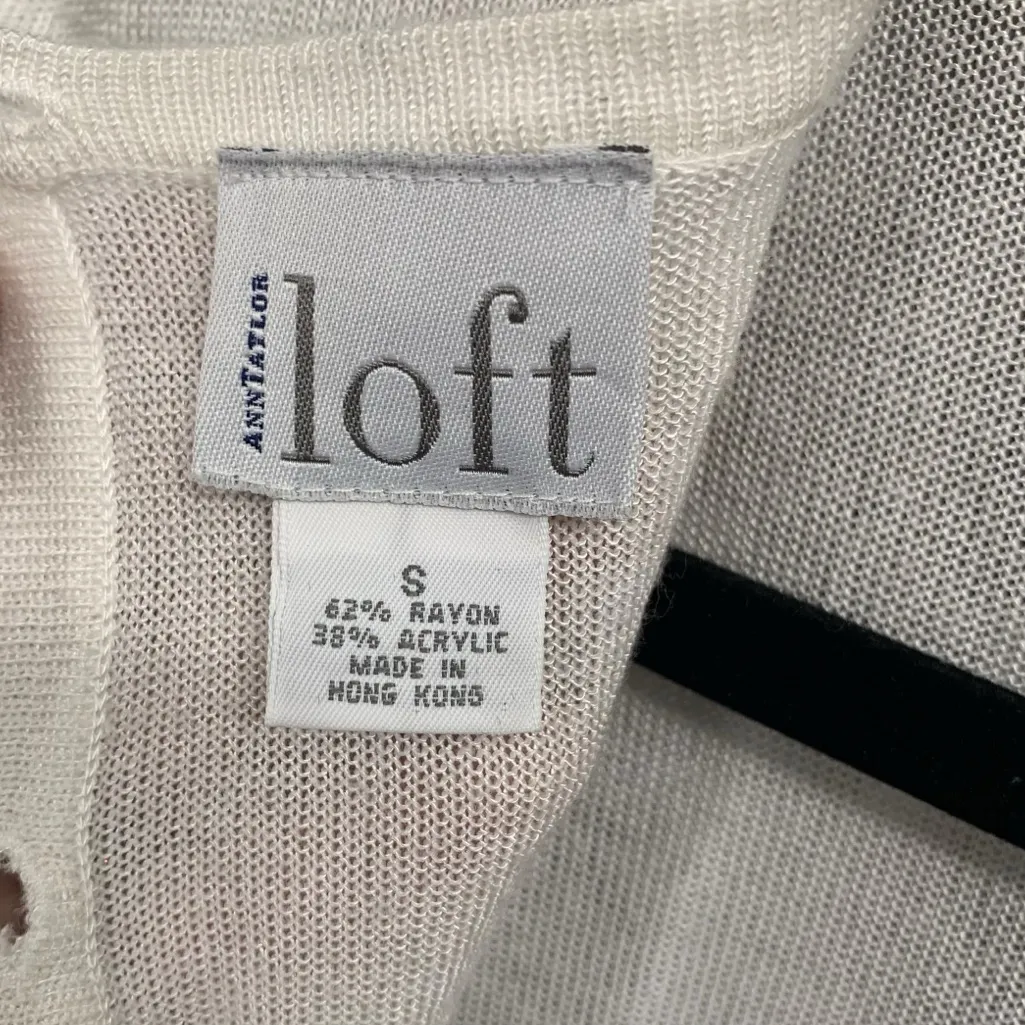 Ann Taylor Loft Women’s Size‎ Small Sheer White Sweater Button Back Rayon Blend - Image 5