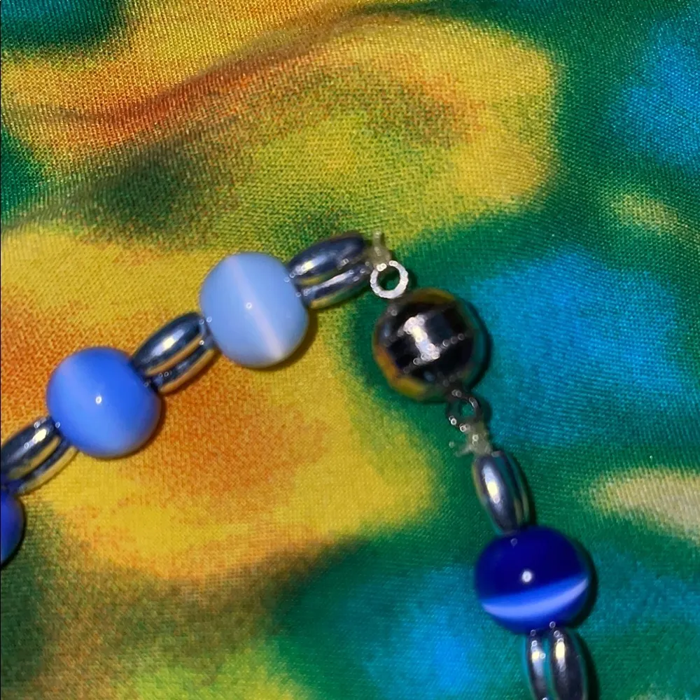 Blue and Clear Beaded Necklace Set - Image 4