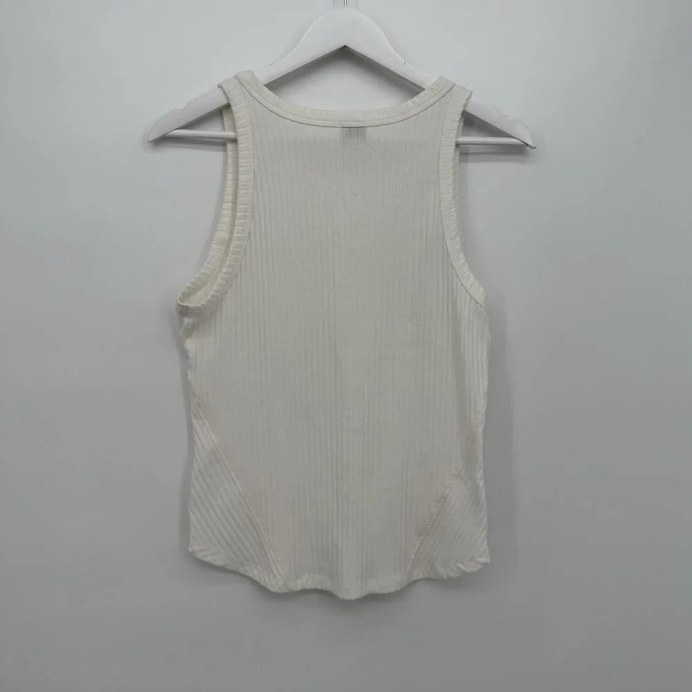 Peyton Jensen Ivory White Cotton Blend Ribbed Tank Top Size Large Summer Classic - Image 7