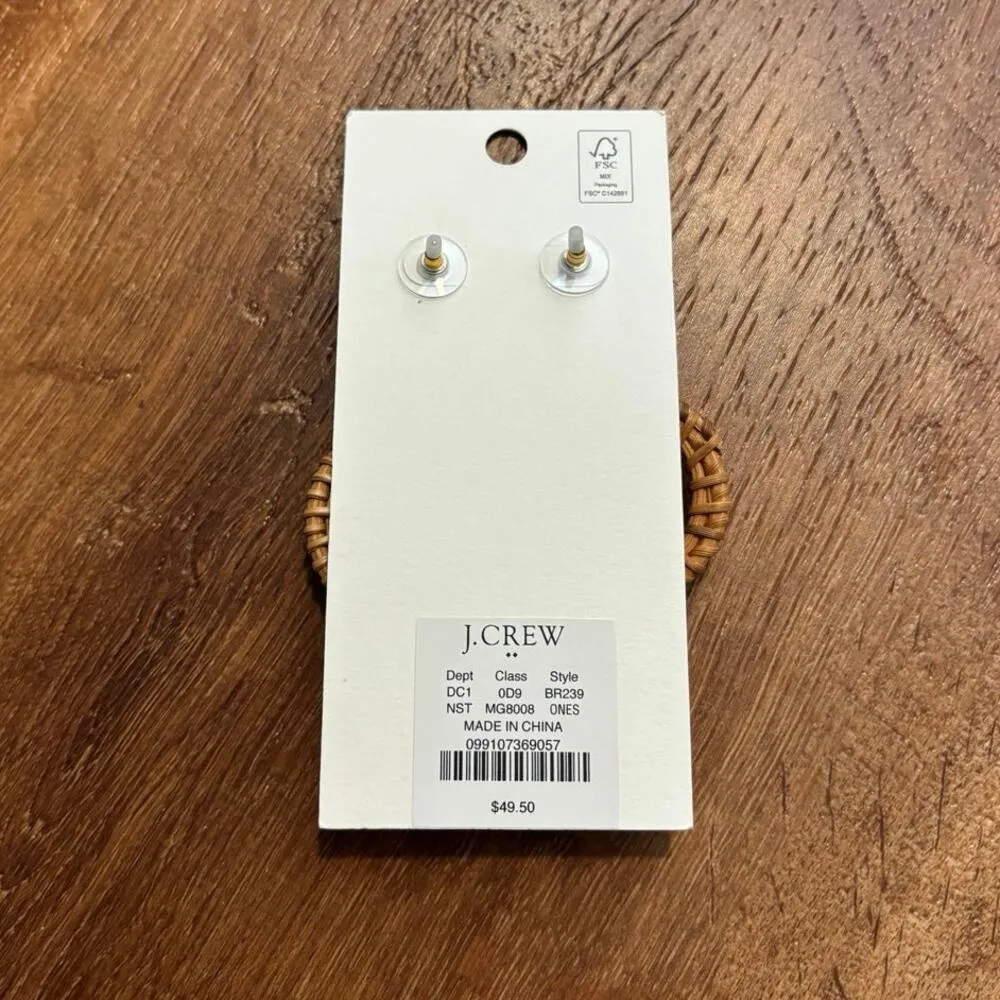 NWT J.Crew Interlocking Rattan Hoop Earrings Brown - Image 4