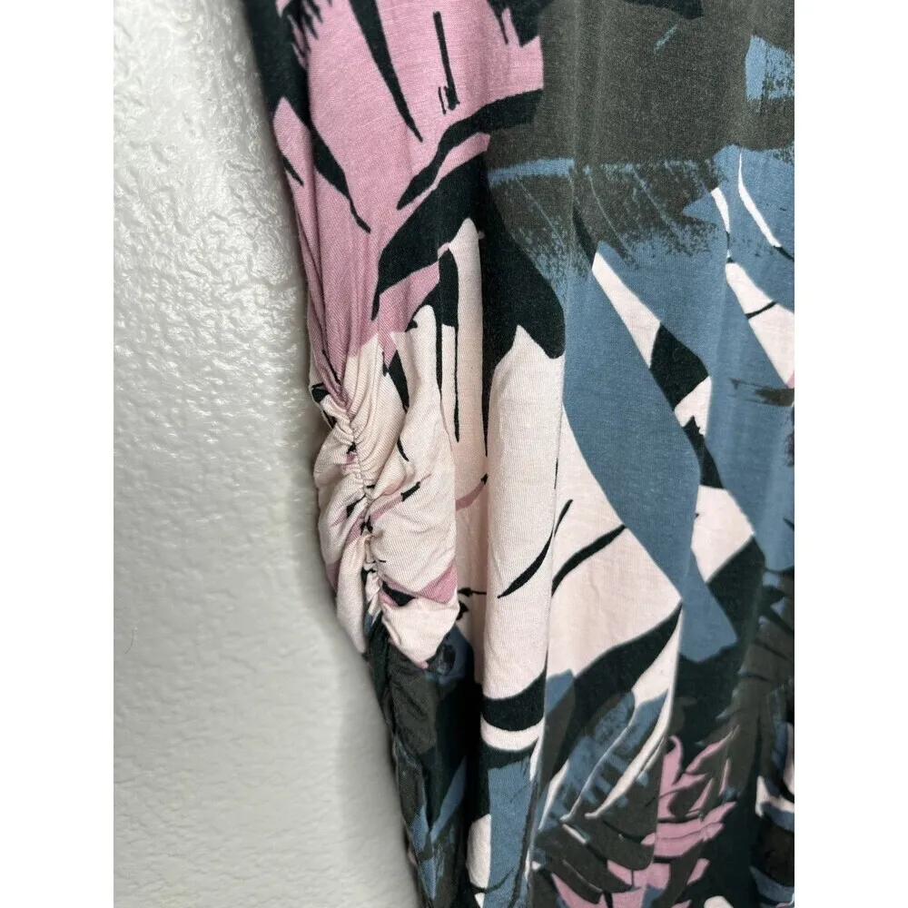 Motherhood Maternity Dress Womens Small Ruched Tropical Leaf Print Summer Casual - Image 3