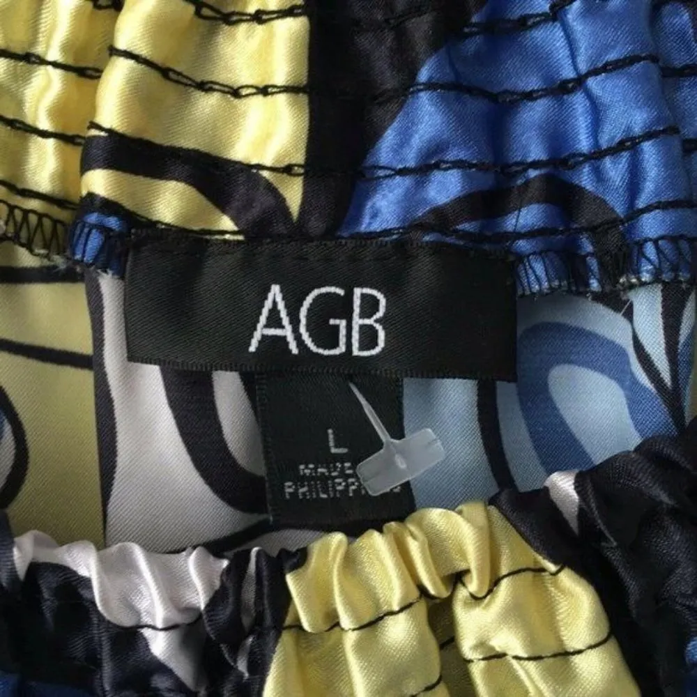 AGB Floral Blouse Tube Style Off Shoulder Sleeves Classic Multicolor Womens L Size L - Image 3