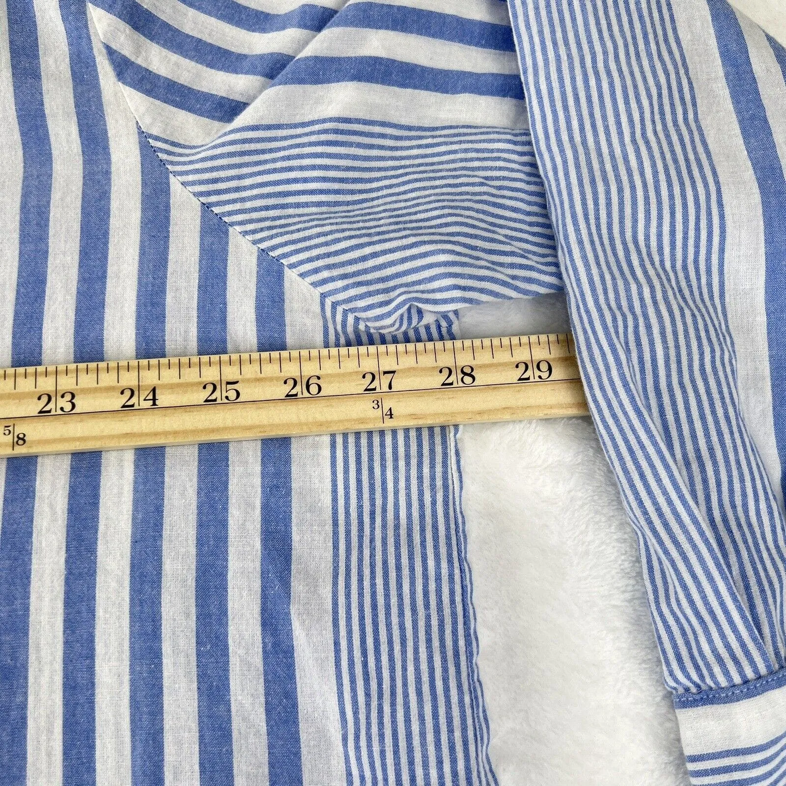 Eden & Olivia Shirt Women 3XL Blue White Stripe Roll Tab Sleeve Collar High Low - Image 4