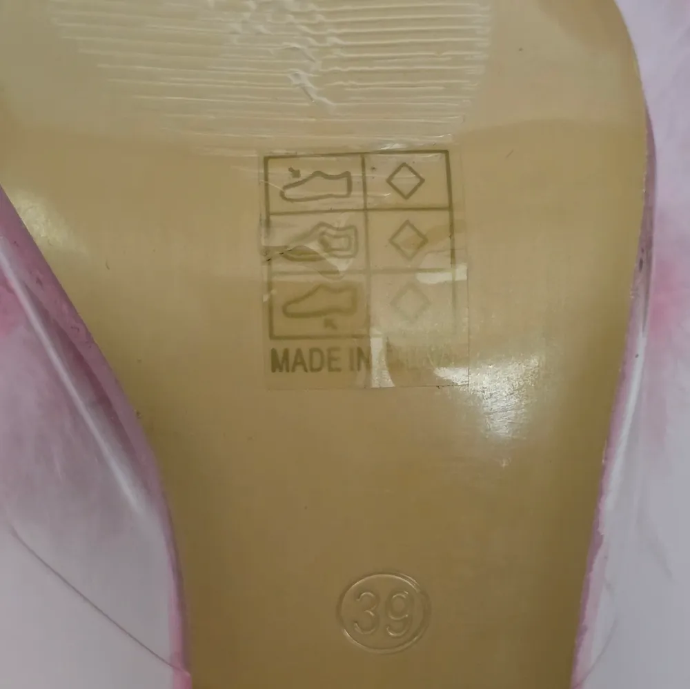 Pink Fluffy Feather PVC Stilletto Mule Heels Size 39 - Image 8