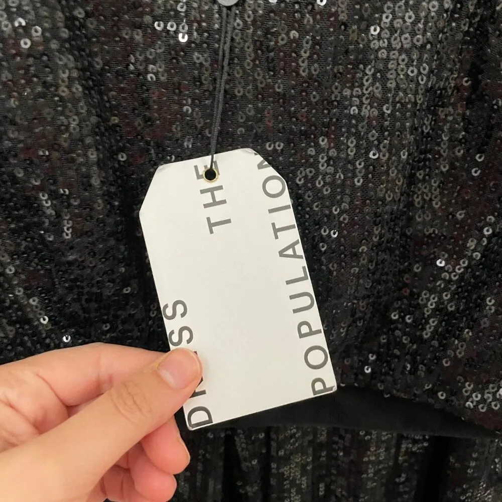 NWT Dress the Population Zuri Top and Sequin Wide Leg Pant Set Size M - Image 4