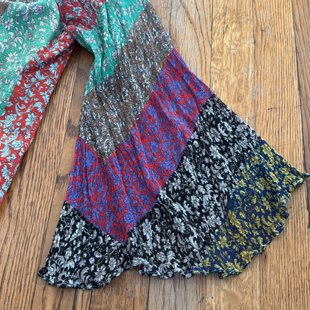 Alice and Olivia Prija Flared Sleeve Blouse M Multicolor Floral Bohemian Hippie - Image 7