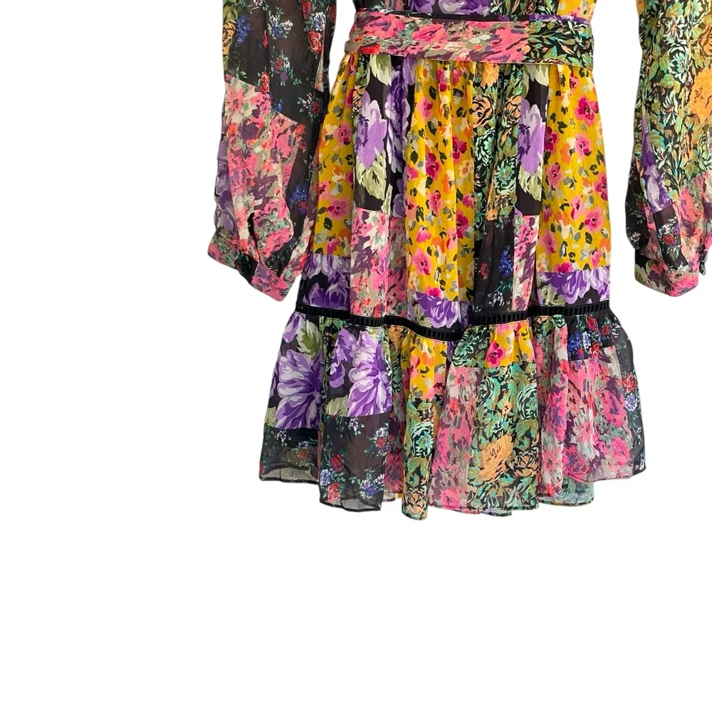 ZARA, Black Floral dress. Sheer fabric, great for every season size L Purple Size L - Image 9