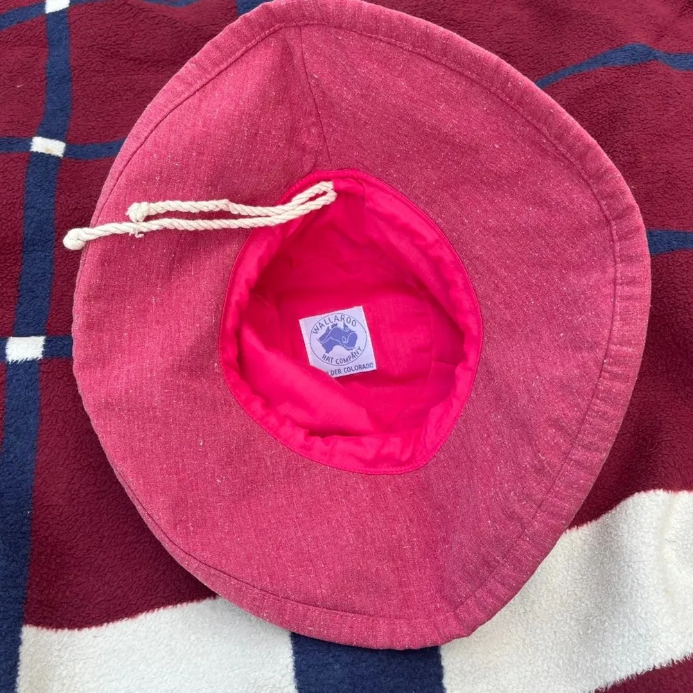 Wallaroo Cotton Canvas sun Hat pink red Adjustable Packable Roll Wide Brim - Image 3