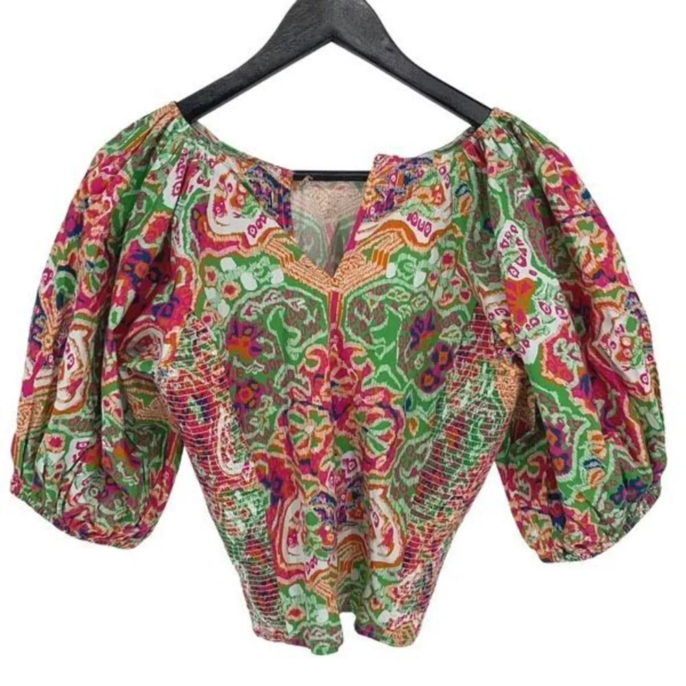 CLEOBELLA WOMEN TOPS SHORT‎ SLEEVE Aminah Color Panama Size Large - Image 4