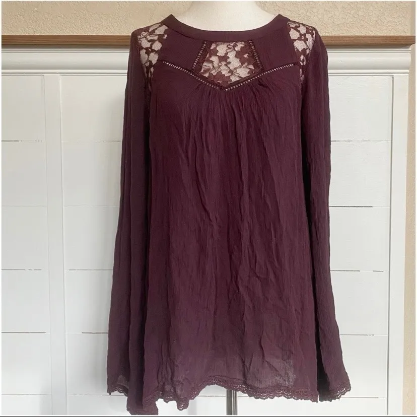 Patrons of Peace Lace Detail Bell Sleeve Flowy Tunic Top New XS NWT - Image 6