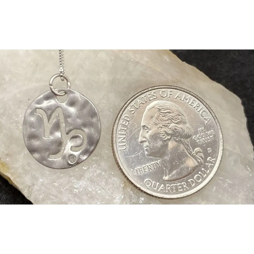 Sterling Silver 925 N Capricorn Diamond Accent Pendant 16'' Chain Necklace 2.8g - Image 5