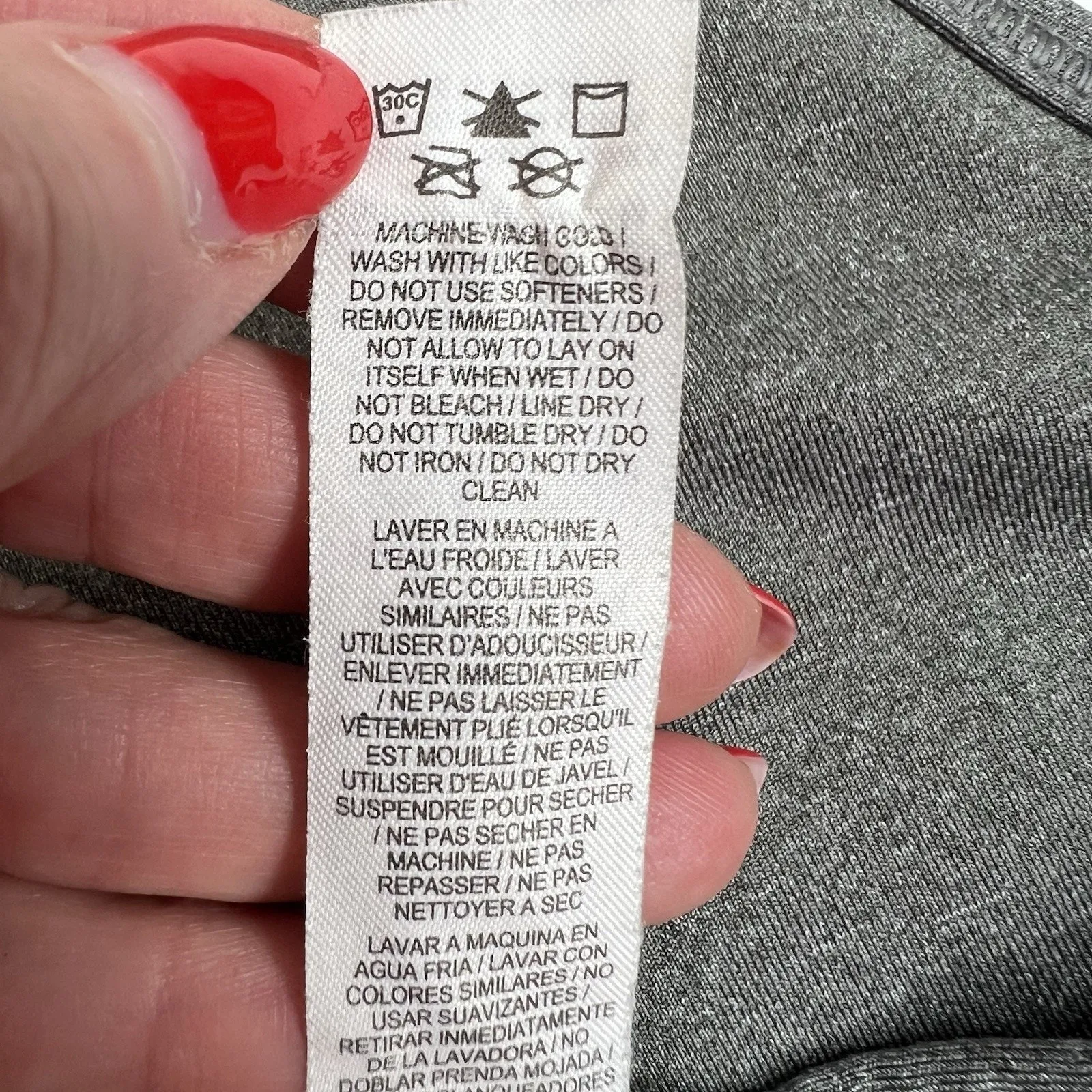 Nike M Medium Sports Bra Racerback Center Swoosh Logo Gray Black Workout Fitness - Image 10