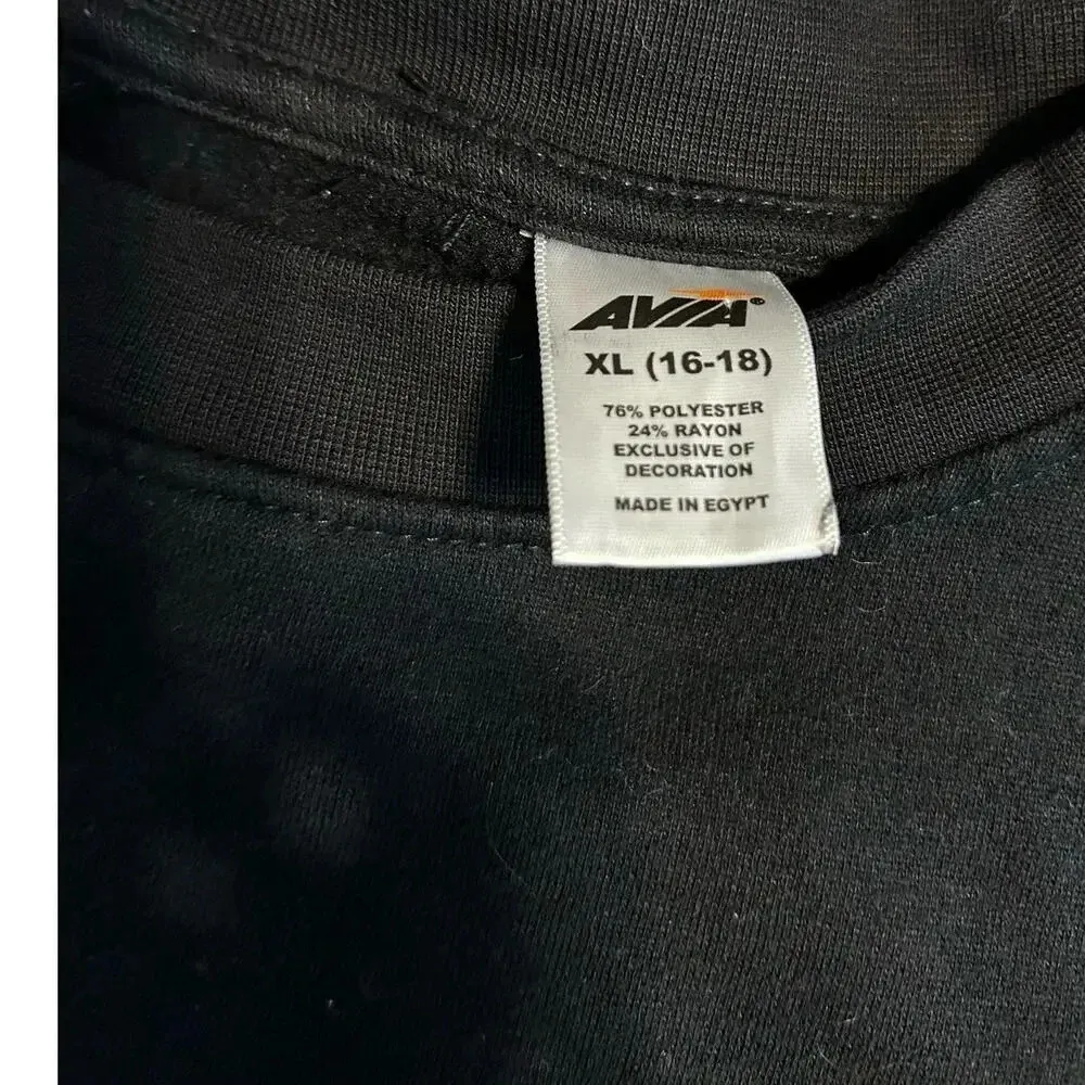 Avia Cropped Crewneck Sweatshirt Size XL 16-18 Black White Stripes Athleisure - Image 6