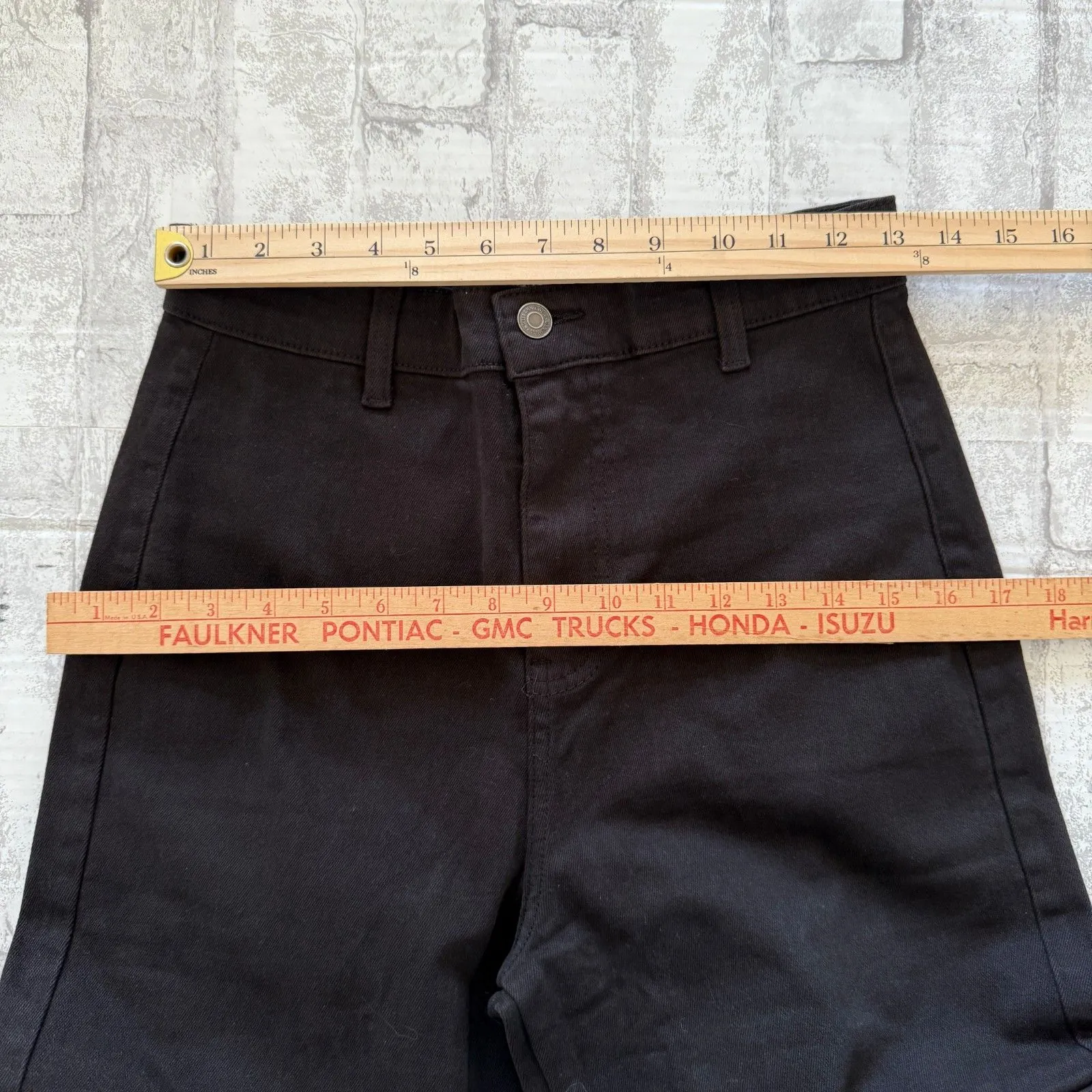Annie Wear Raw Hem Black Cargo Wide Leg Cropped Jeans Edgy Utility Streetwear M Size M - Image 6