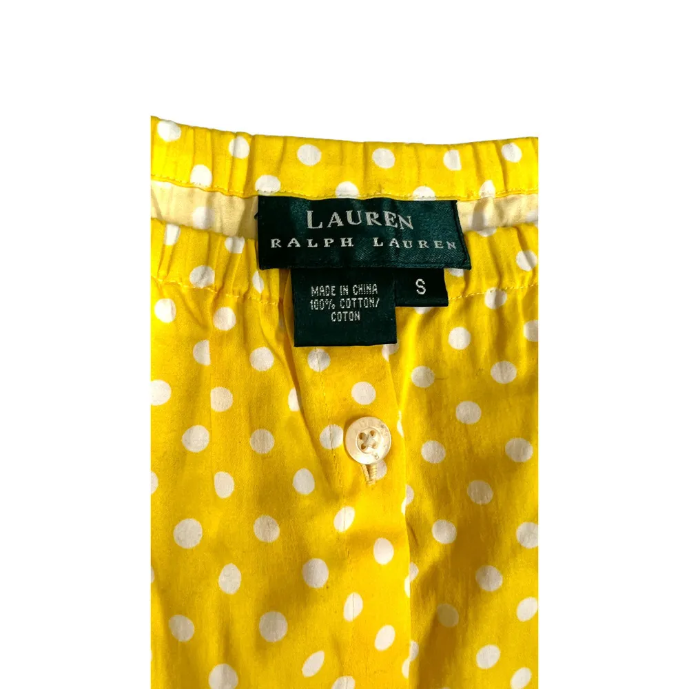 LRL Ralph Lauren YELLOW Polka Dot 100% Cotton Peasant Blouse Top S NWT $69 - Image 3