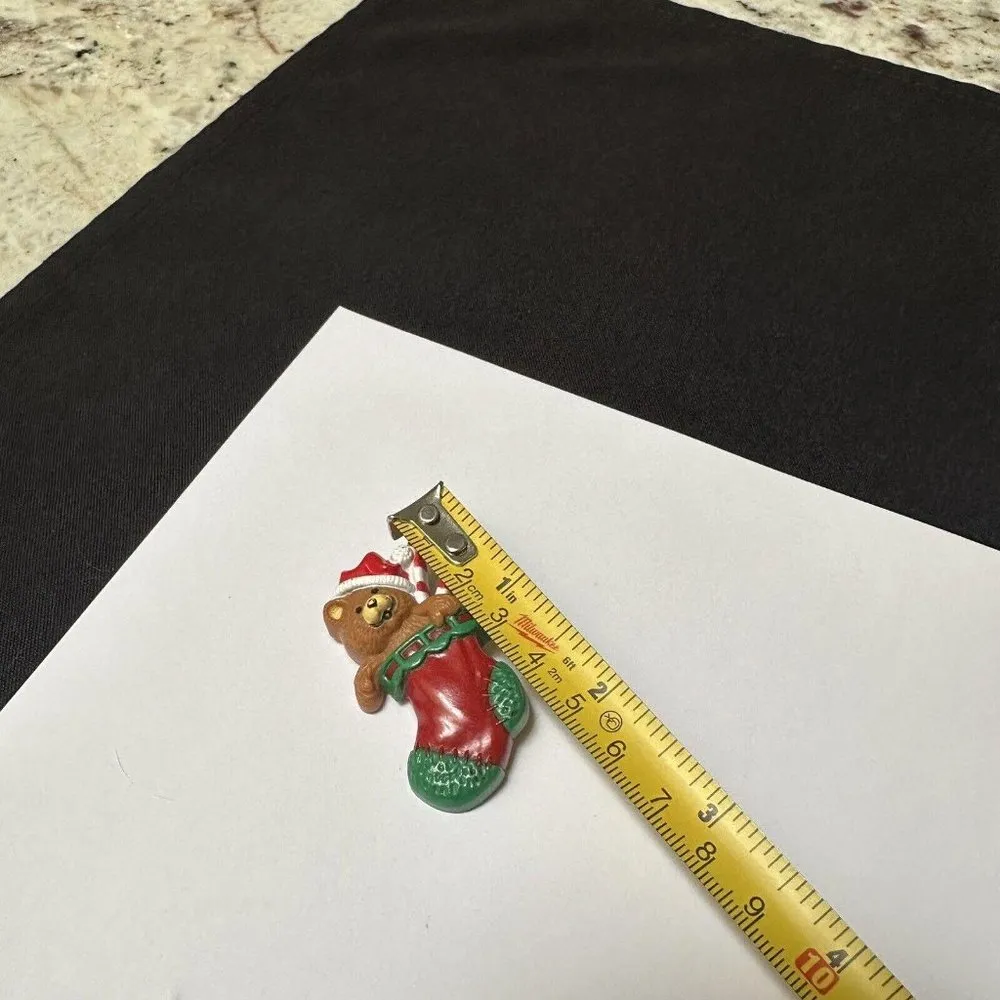 Hallmark Cards 1985 80’s Christmas Teddy Bear In Stocking Holiday Brooch Pin - Image 2