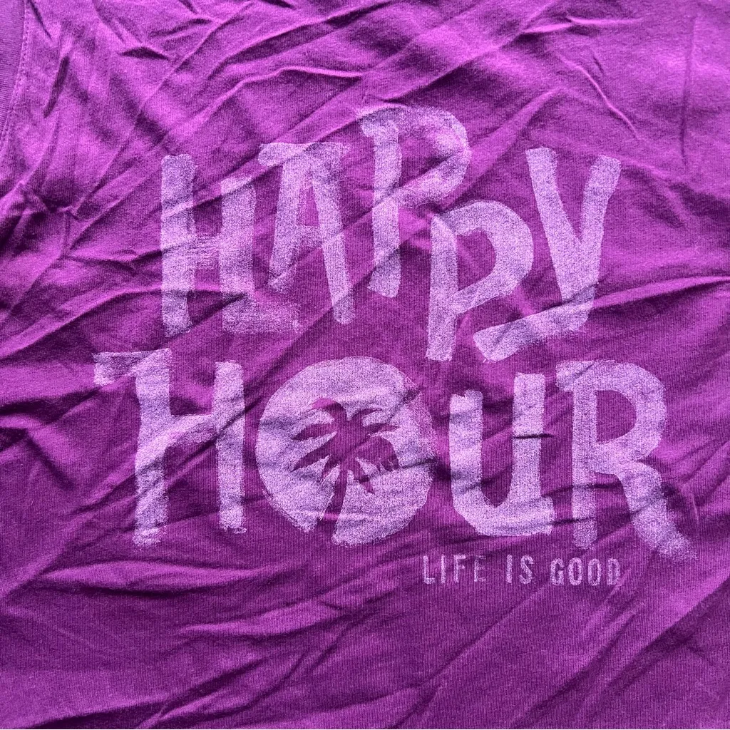 Life is Good Womens Purple Happy Hour Classic Fit Cotton Tee Tank Size Small - Image 2