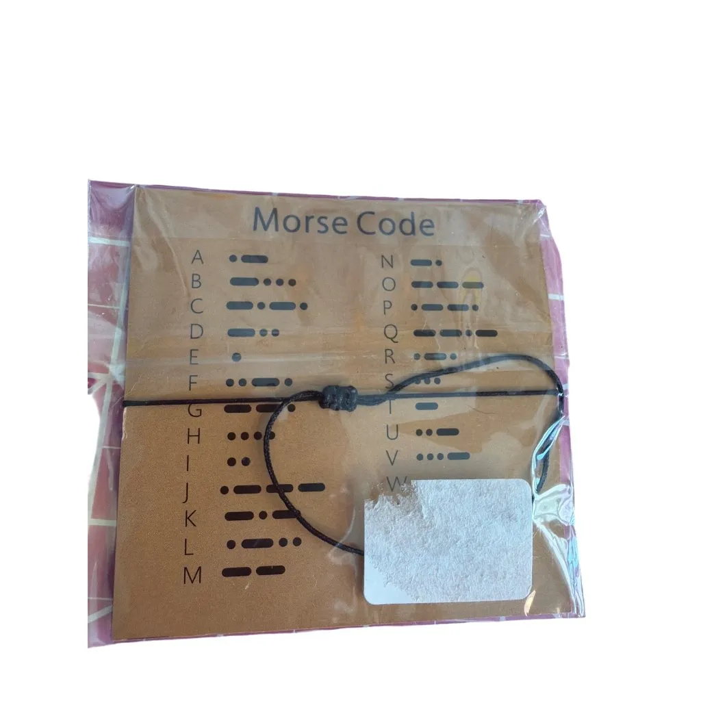 Morse Code Bracelet BFF Handmade Friendship Adj Black String Silver Beads NEW - Image 4