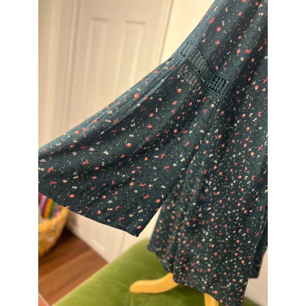 Knox Rose Floral Boho Hippie Cottagecore Dress Green Large - Image 7