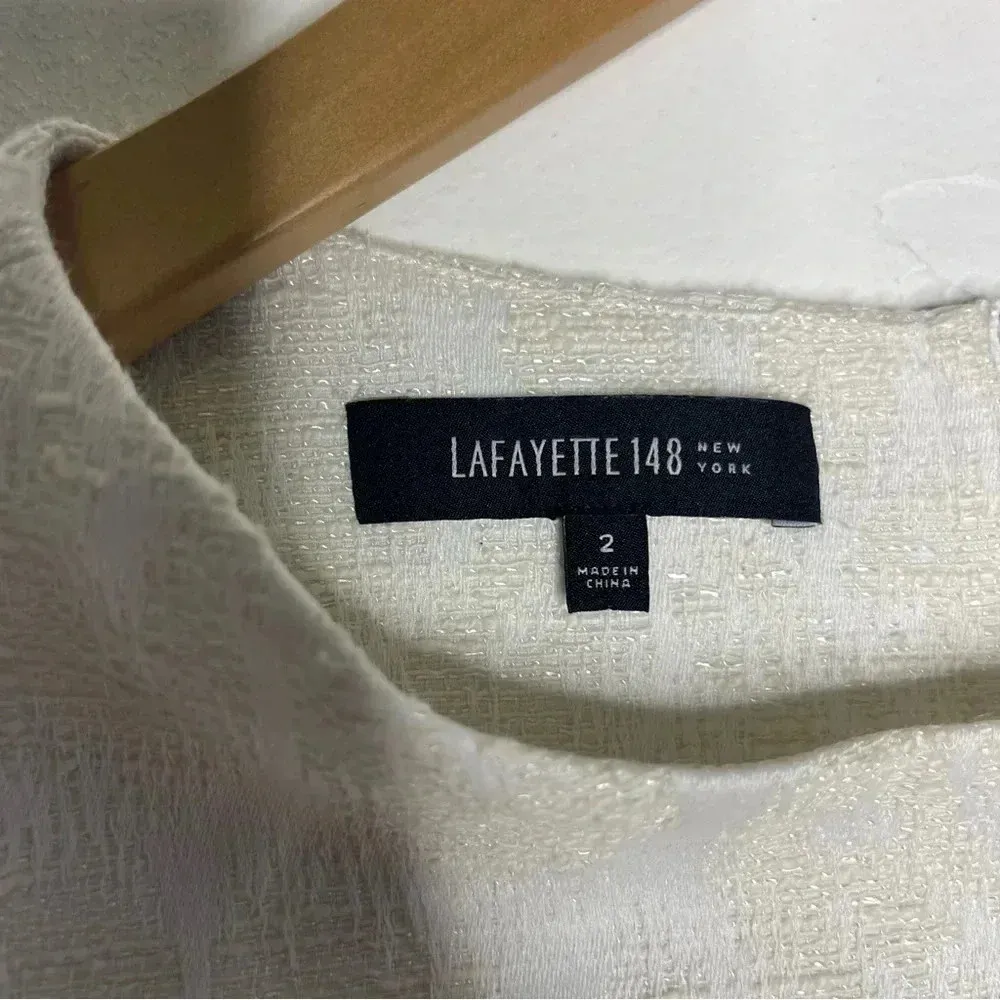 Lafayette 148 White Zipper Back Blouse Size 2 - Image 4