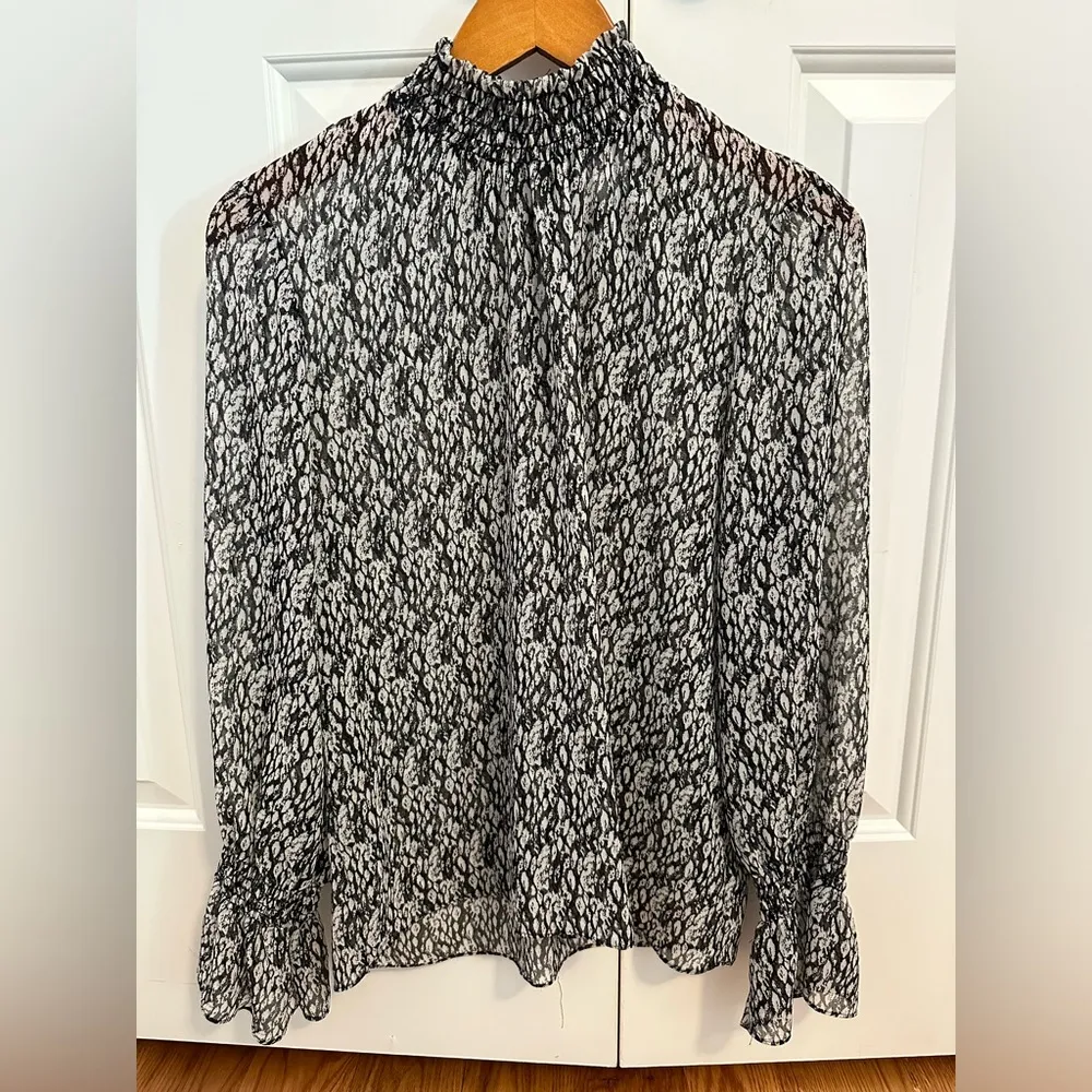 MISA Los Angeles Giana Smock Neck Top In Black White Snake Medium - Image 3