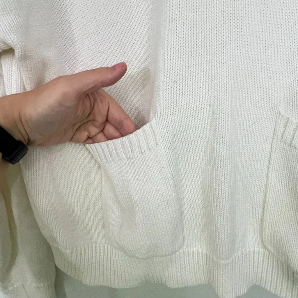 J. Crew Large Cream Cashmere Blend Mock Neck Long Sleeve Sweater with Pockets - Image 6