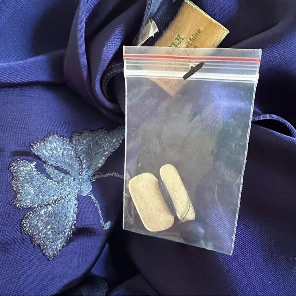 NEW Urban Native 100% Silk Embroidered Butterfly Maxi Dress Boho Lagenlook Blue - Image 8