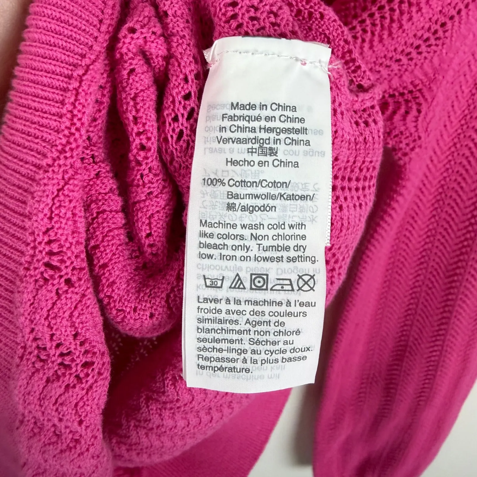 J Crew Pointelle Ruffle Mock Neck Sweater Pink Raspberry Small Preppy Coquette - Image 5