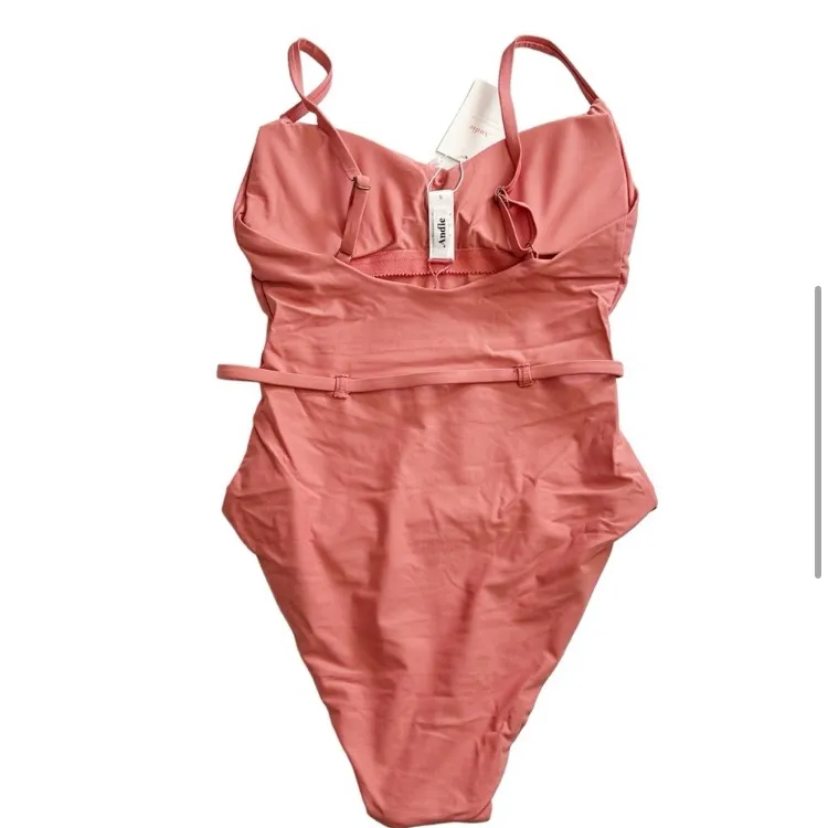 ANDIE SWIM Riviera Belted One Piece Swimsuit In Punch Pink - Image 4