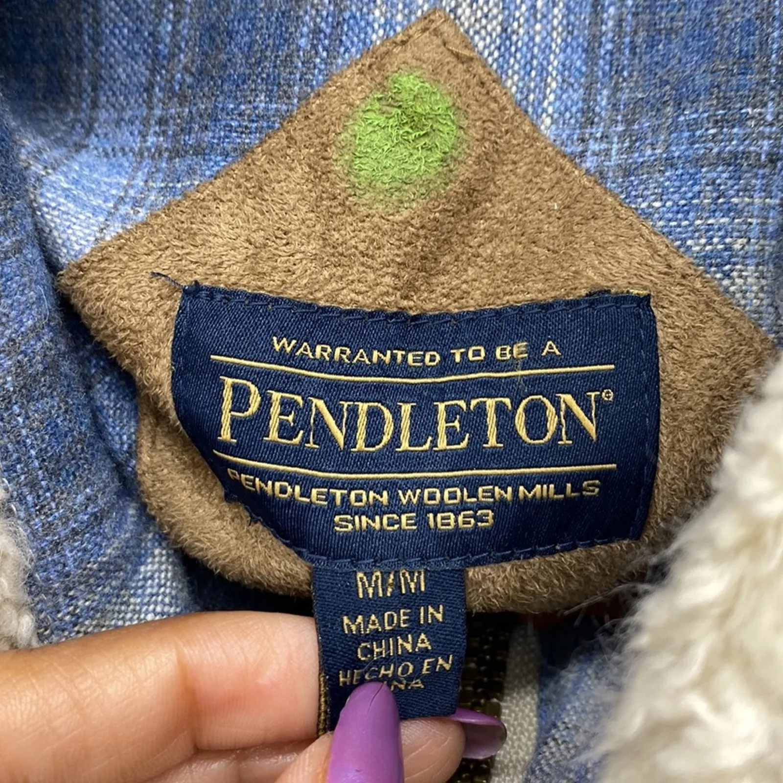 Pendleton Ivory Full Zip Fleece Sherpa Hiking Lightweight western size M farm - Image 3