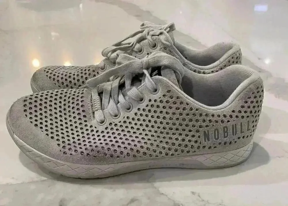 NoBull Trainer Shoes Gray Suede Activewear Sneaker Weightlifting Mens 7 Womens 9 - Image 2