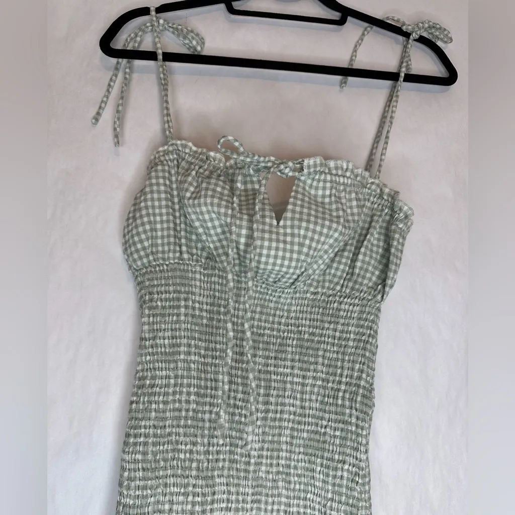 Princess Polly Korina Mini Dress in Gingham Green White Size US 4 - Image 6
