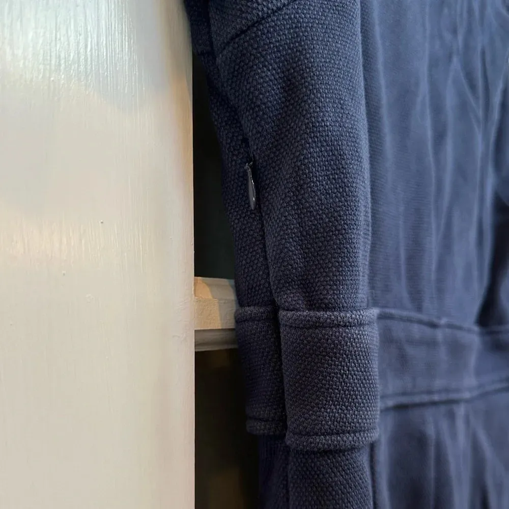 Boden Textured Ponte Knit Dress Dark Navy 3/4 Sleeve Wide Waist Band Size 12L US Blue - Image 6