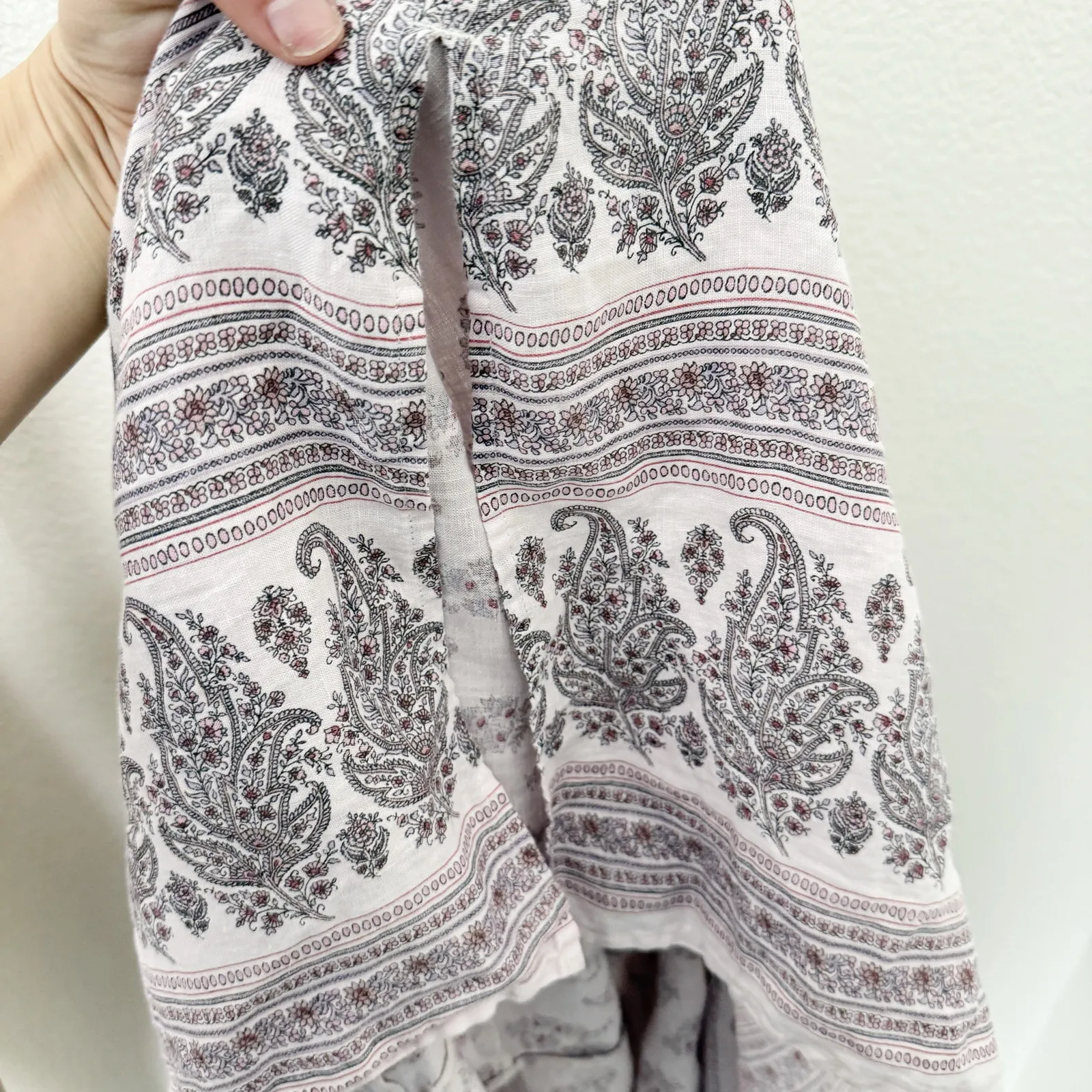 [J. Jill] Pure Purple Paisley Print Linen Shift Midi Dress Pockets Size Medium M - Image 13