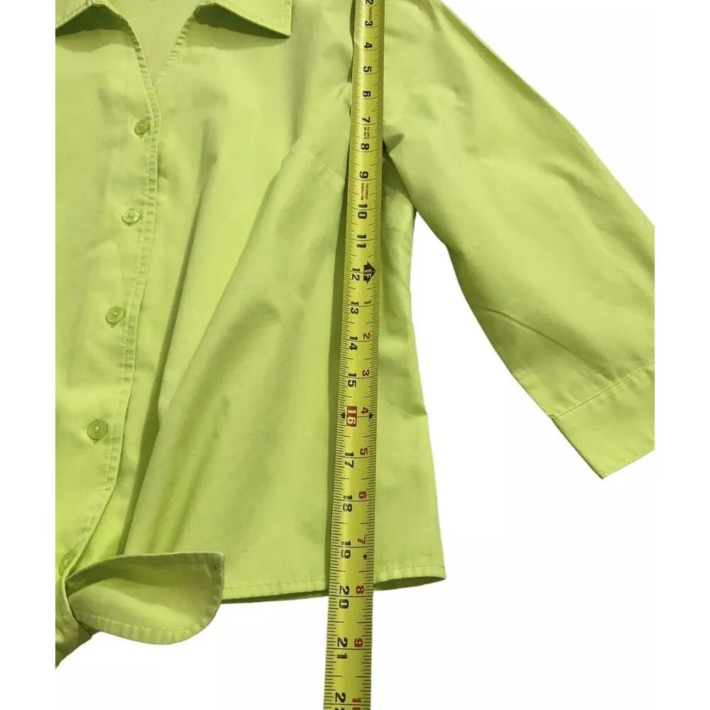 Christopher & Banks Women Sz Small Petite Green Shirt Collared TieFront | 16-238 - Image 7