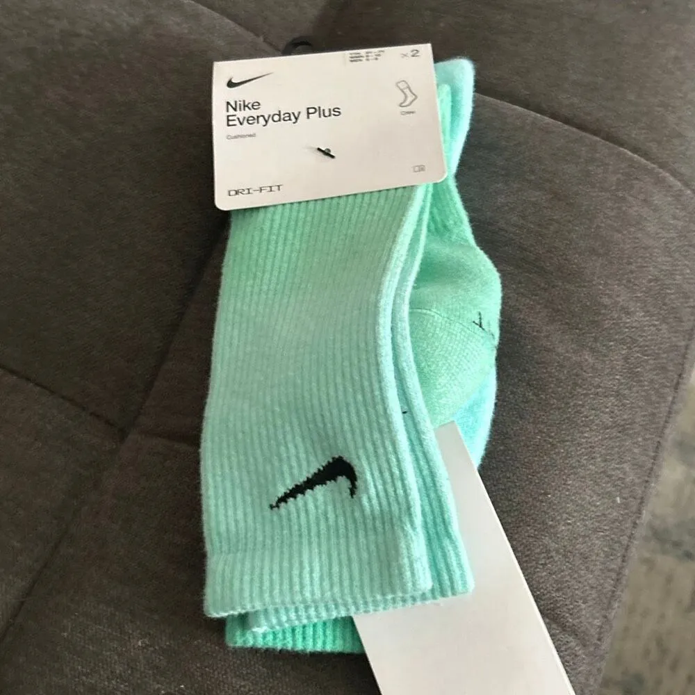 NIKE 2 Pairs "JUST DO IT" Men's/Women's COTTON CREW SOCKS green women’s 6-10 - Image 2