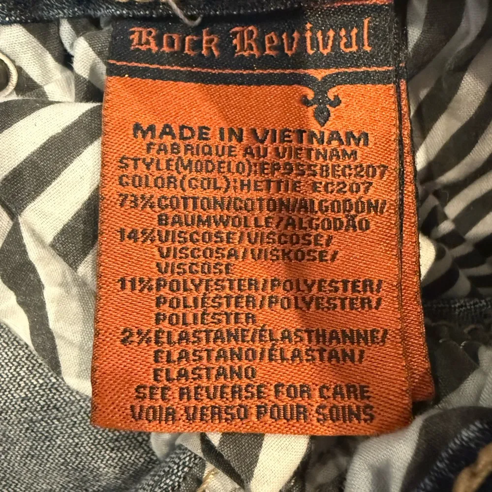 ROCK REVIVAL Hettie Stretch Cropped Jean Distressed Bling Pockets Size 27 - Image 7