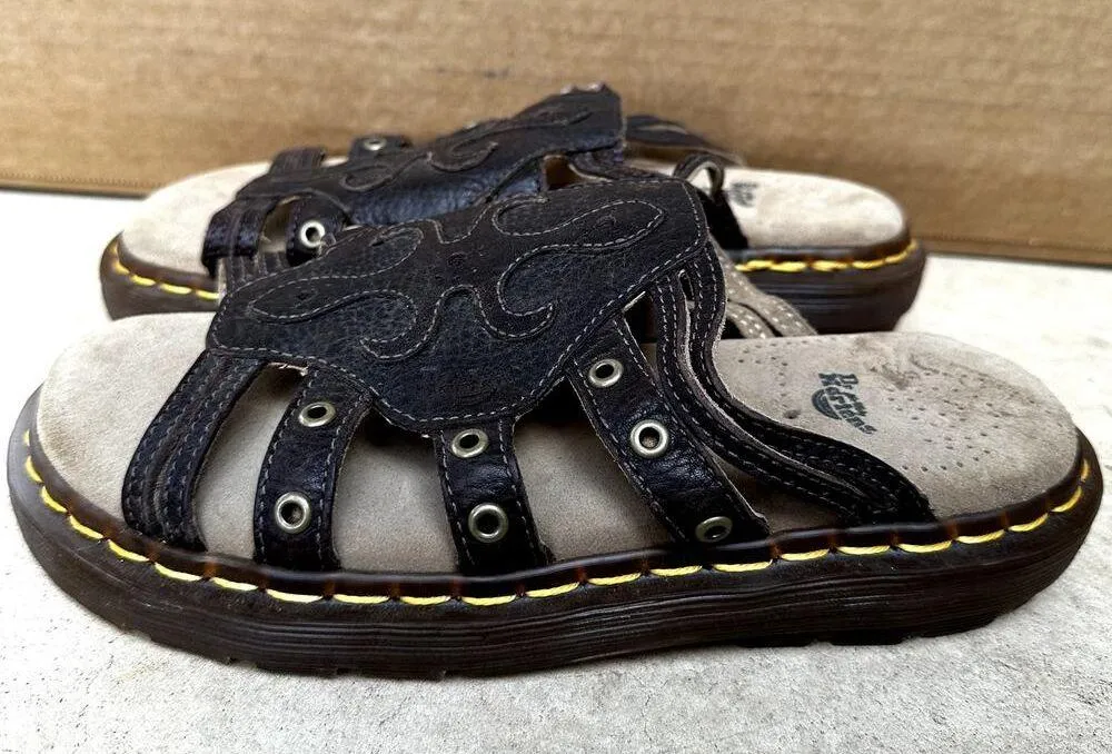 Dr. Martens Rina Sandals Leather Chunky Flat Slip On Cushioned Brown 6 NWOT - Image 4