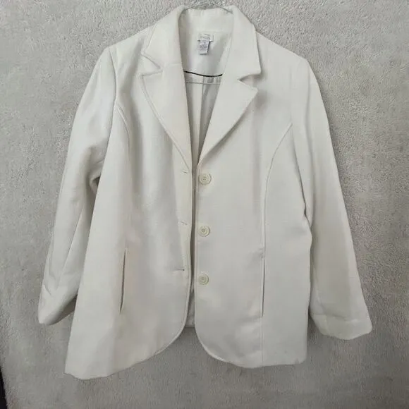 Chicos 3 XL 16 Jacket Blazer Felt White Pocket Career Classic - Image 1