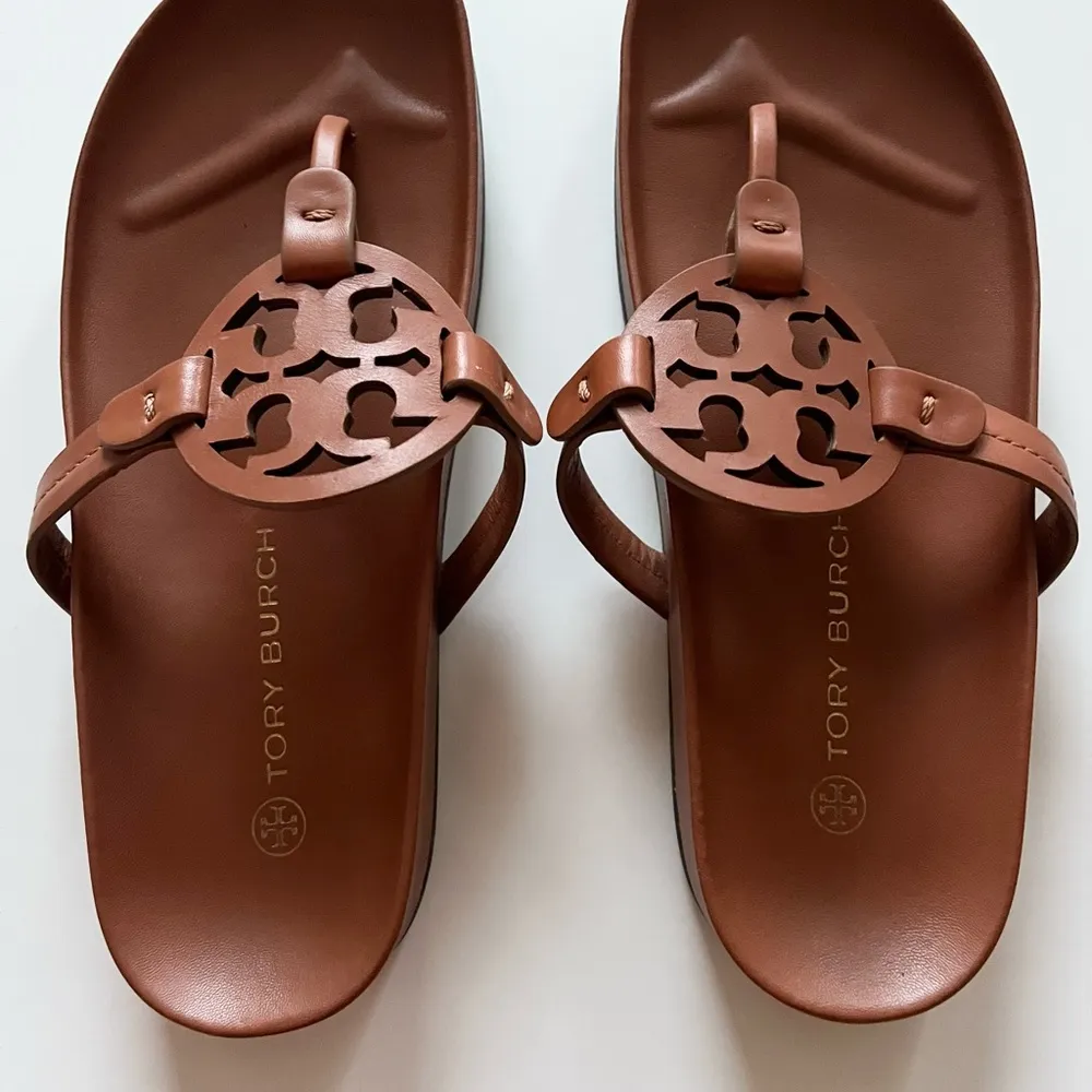 Tory Burch Authentic Women’s Miller Cloud Sandals Bourbon Miele -Size 8 1/2 - Image 4