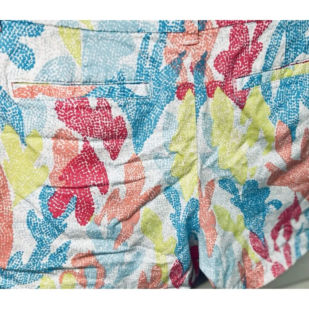 Crown & Ivy Ladies Shorts SZ10P White Coral Reef Orange Teal Pink  4in Inseam - Image 11