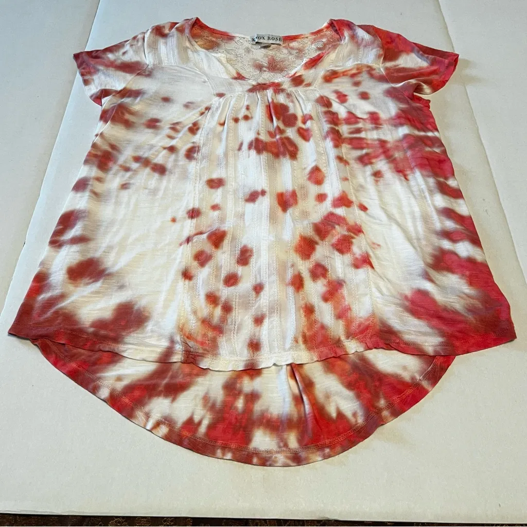 Knox Rose Womens Size Medium Shrimp Pink‎ Peach Tie Dye Top Shirt Boho Bohemian - Image 2
