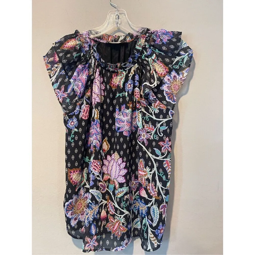 Loft Anne Taylor Lightweight printed top with flutter sleeves.SMALL - Image 2