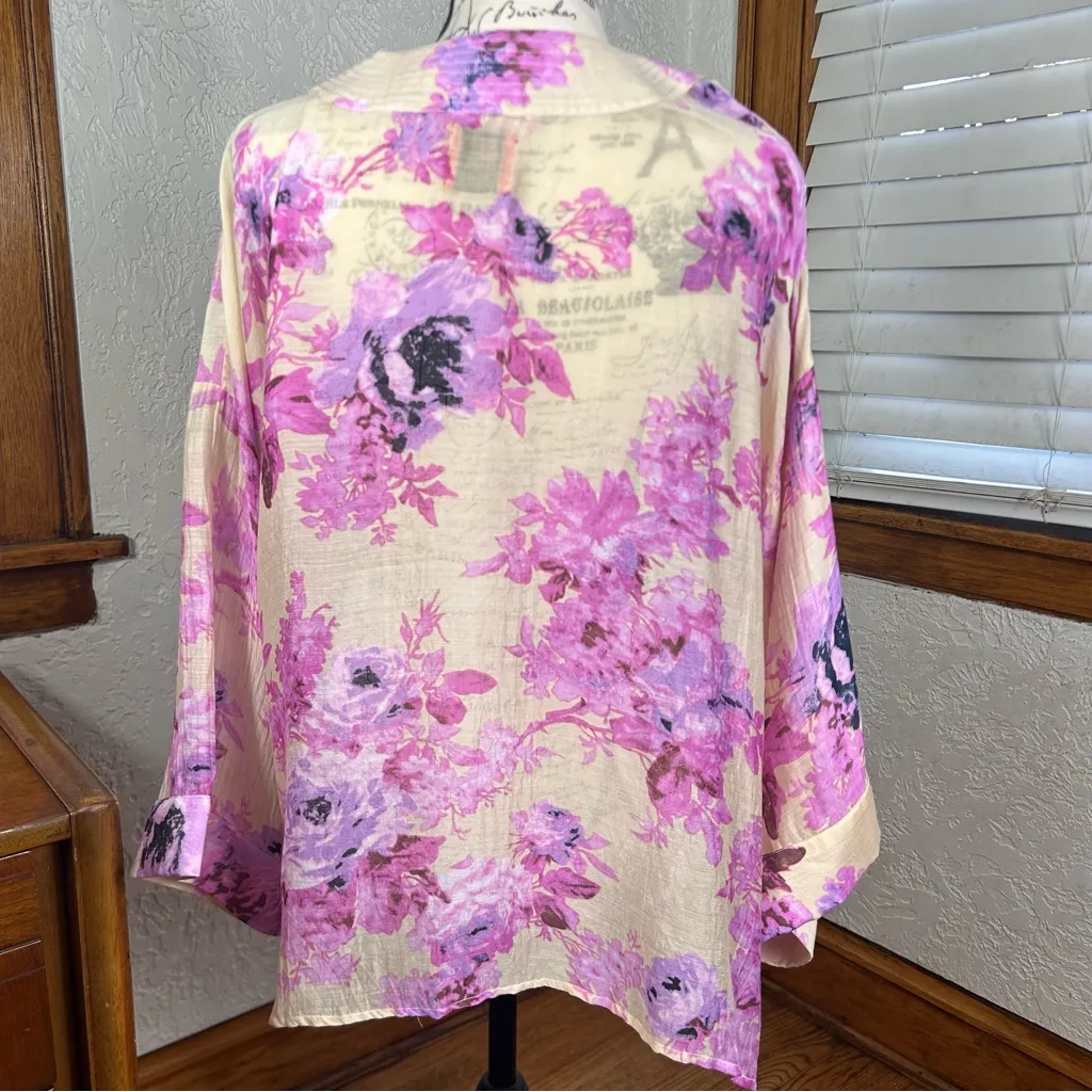 Anthropologie ERFURT Sefrina Floral Kimono Open Front Size OS - Image 4
