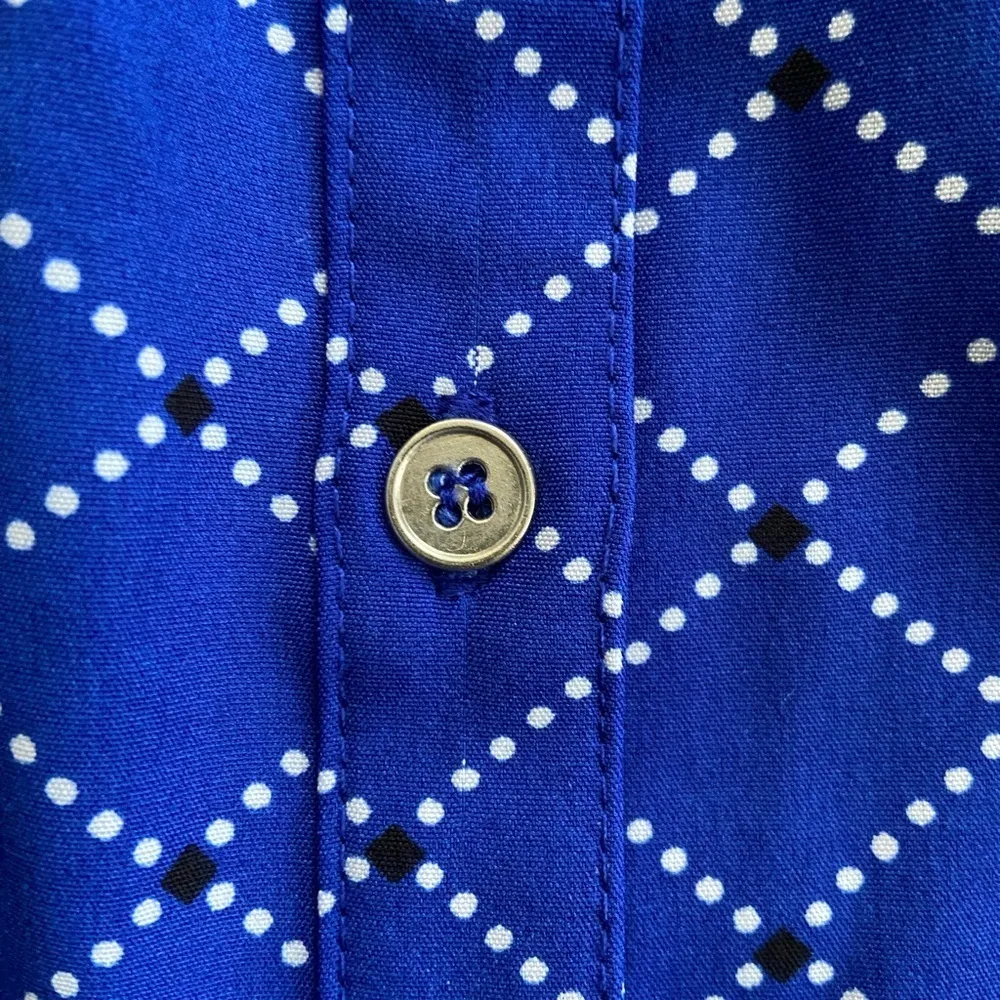 036 Notations Blue and White Patterned Long Sleeve Button Up Blouse​​ - Image 12