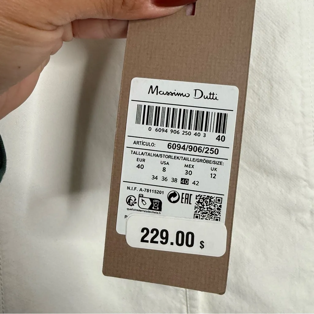 NWT Massimo Dutti Cotton And Linen Co-ord Blazer‎ In White Size 8 - Image 4