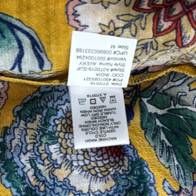 Haute Hippie Shirt Womens Medium Yellow Floral Flower Avery Blouse Bloomcore - Image 9