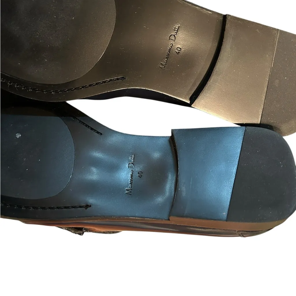 Massimo Dutti Black Leather Gathered Penny Loafers.(Size 40) - Image 5